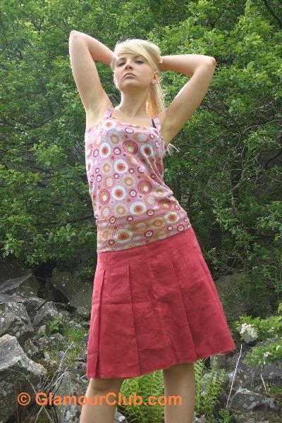 Oksana G in red skirt