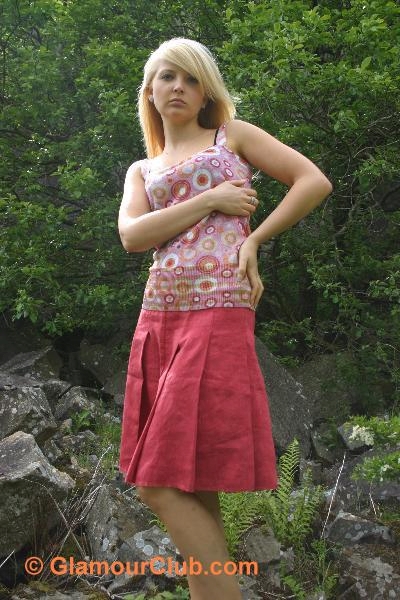 Oksana G in red skirt